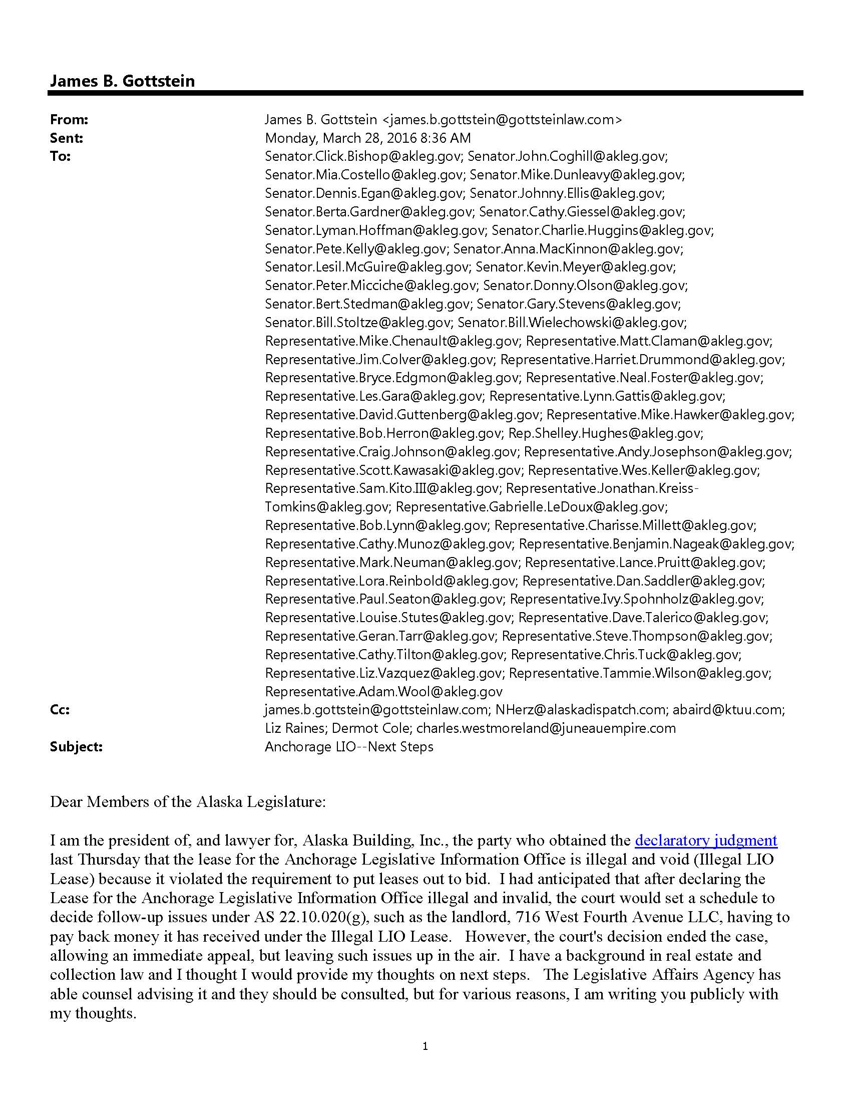 3/28/16 e-mail to Legislature Page 1